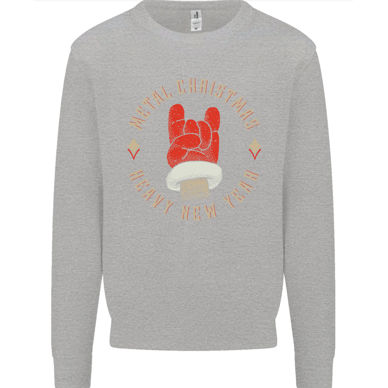 Metal Christmas Heavy Rock Music Guitar Kids Sweatshirt Jumper Sports Grey