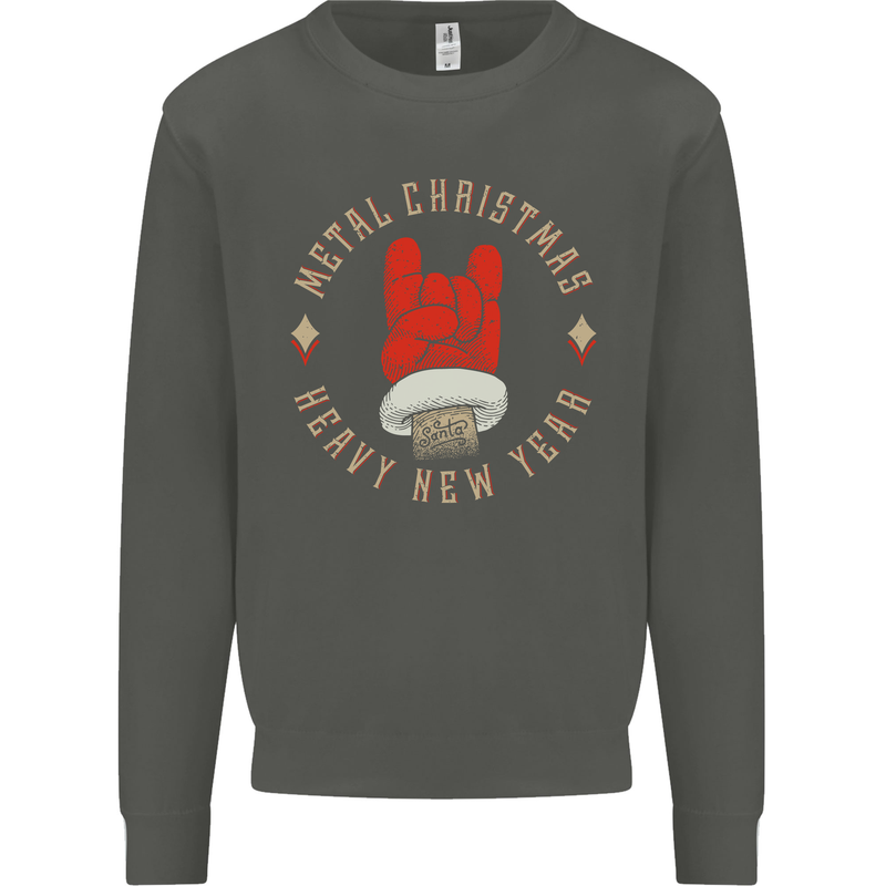 Metal Christmas Heavy Rock Music Guitar Kids Sweatshirt Jumper Storm Grey
