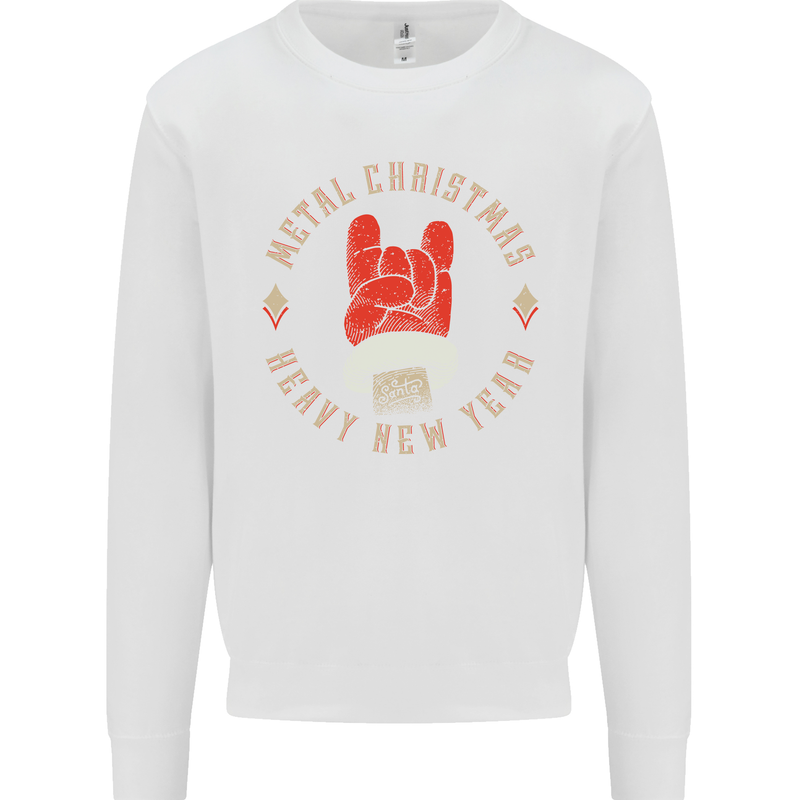 Metal Christmas Heavy Rock Music Guitar Kids Sweatshirt Jumper White