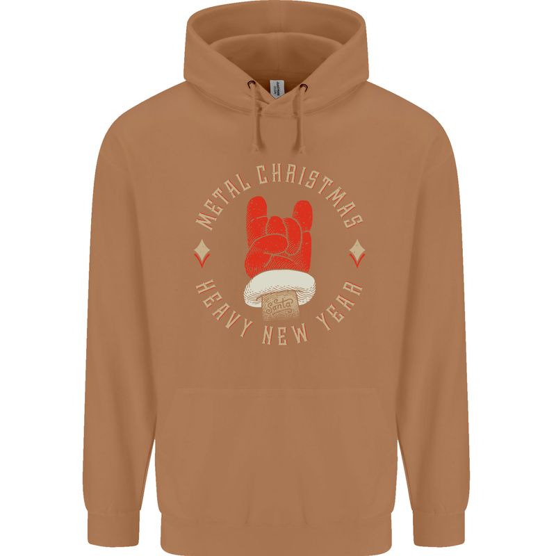 Metal Christmas Heavy Rock Music Guitar Mens 80% Cotton Hoodie Caramel Latte