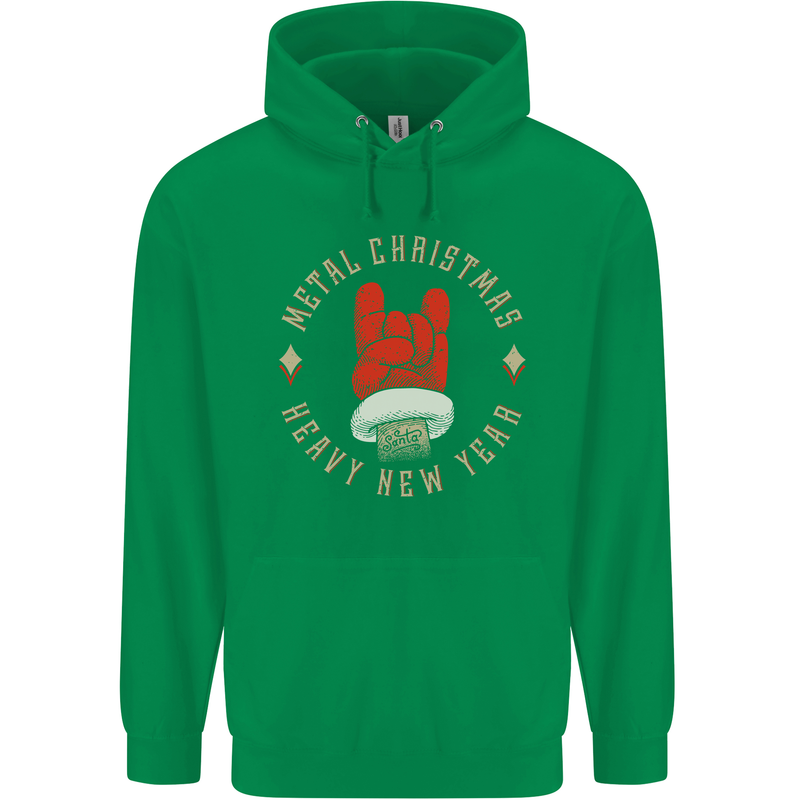 Metal Christmas Heavy Rock Music Guitar Mens 80% Cotton Hoodie Irish Green