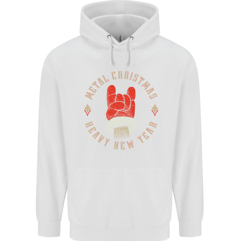 Metal Christmas Heavy Rock Music Guitar Mens 80% Cotton Hoodie White