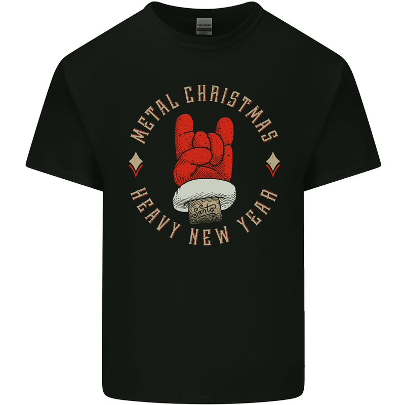 Metal Christmas Heavy Rock Music Guitar Mens Cotton T-Shirt Tee Top Black