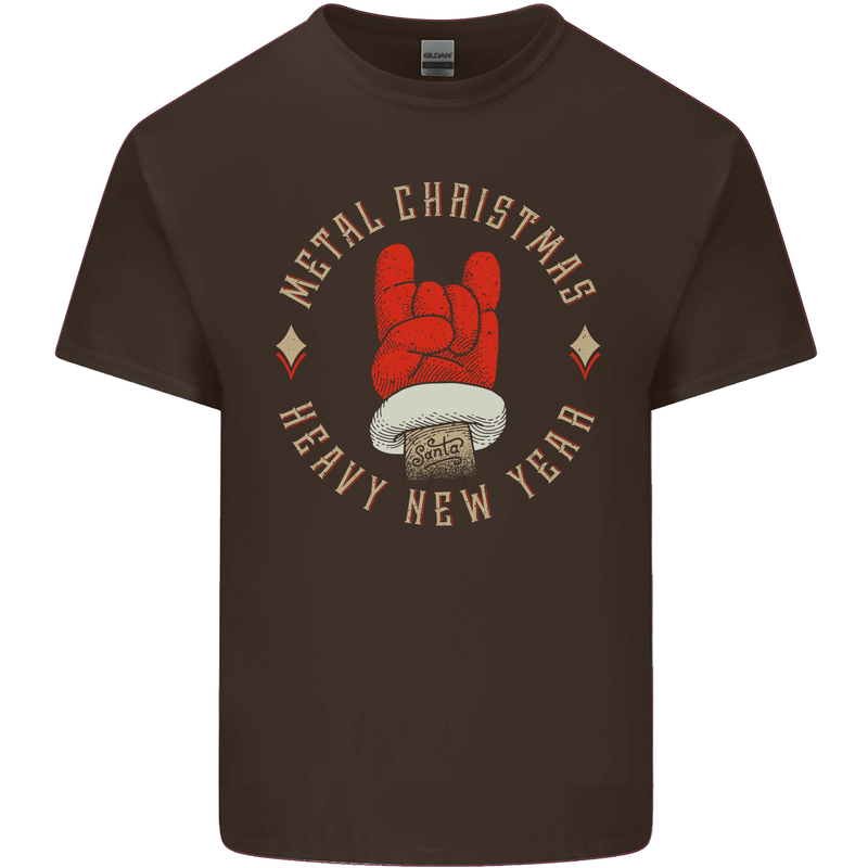 Metal Christmas Heavy Rock Music Guitar Mens Cotton T-Shirt Tee Top Dark Chocolate