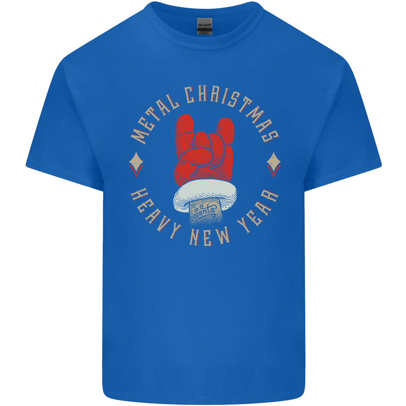 Metal Christmas Heavy Rock Music Guitar Mens Cotton T-Shirt Tee Top Royal Blue