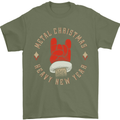 Metal Christmas Heavy Rock Music Guitar Mens T-Shirt Cotton Gildan Military Green