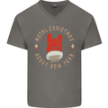 Metal Christmas Heavy Rock Music Guitar Mens V-Neck Cotton T-Shirt Charcoal