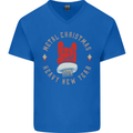 Metal Christmas Heavy Rock Music Guitar Mens V-Neck Cotton T-Shirt Royal Blue