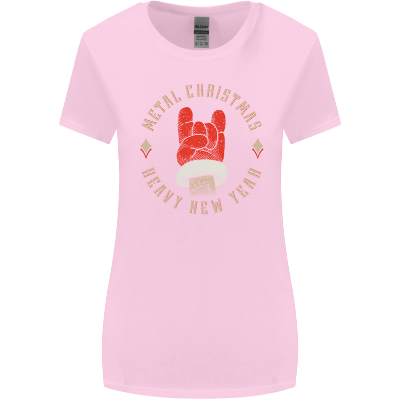Metal Christmas Heavy Rock Music Guitar Womens Wider Cut T-Shirt Light Pink