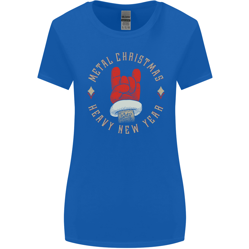 Metal Christmas Heavy Rock Music Guitar Womens Wider Cut T-Shirt Royal Blue