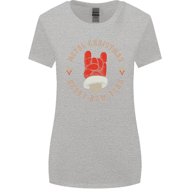 Metal Christmas Heavy Rock Music Guitar Womens Wider Cut T-Shirt Sports Grey