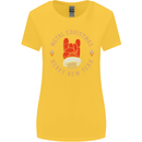 Metal Christmas Heavy Rock Music Guitar Womens Wider Cut T-Shirt Yellow