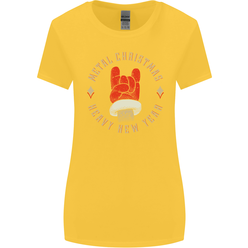 Metal Christmas Heavy Rock Music Guitar Womens Wider Cut T-Shirt Yellow