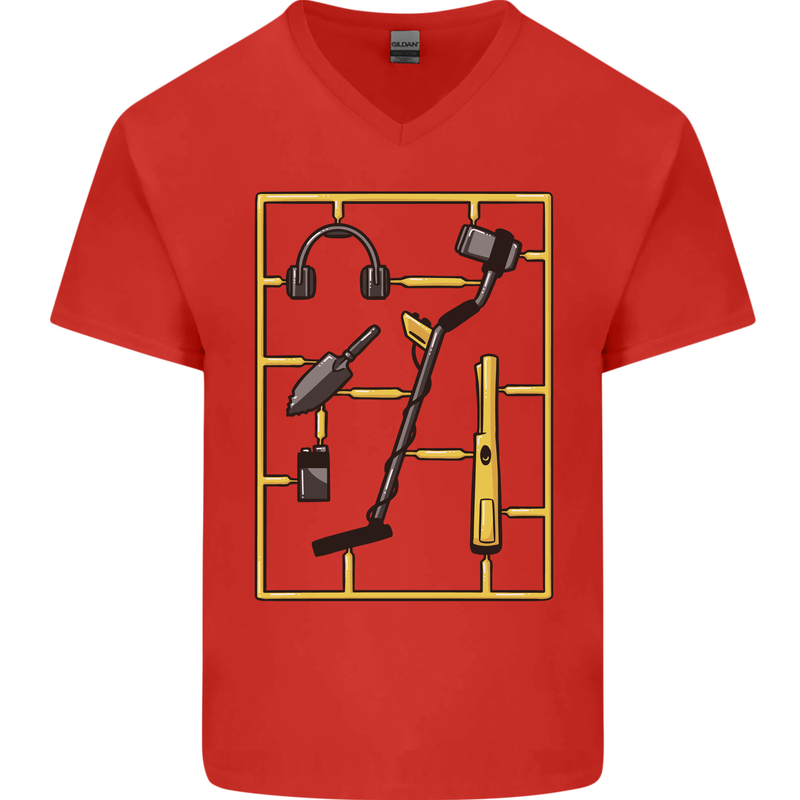 Metal Detecting Equipment ;Detector Stuff Mens V-Neck Cotton T-Shirt Red