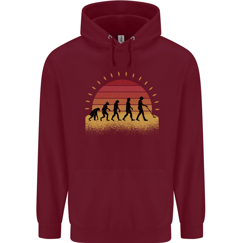 Metal Detecting Evolution Detector Childrens Kids Hoodie Maroon