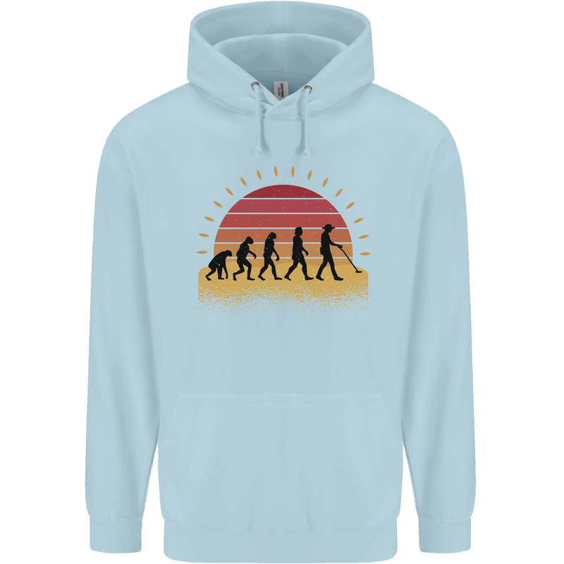 Metal Detecting Evolution Detector Mens 80% Cotton Hoodie Light Blue