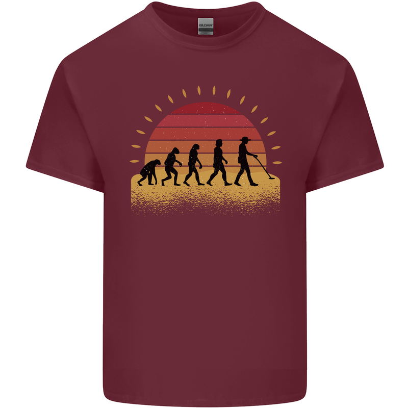 Metal Detecting Evolution Detector Mens Cotton T-Shirt Tee Top Maroon