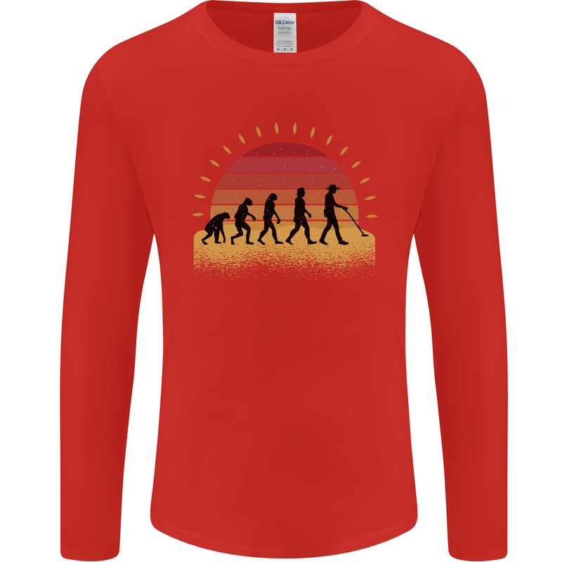 Metal Detecting Evolution Detector Mens Long Sleeve T-Shirt Red