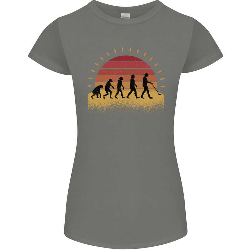 Metal Detecting Evolution Detector Womens Petite Cut T-Shirt Charcoal