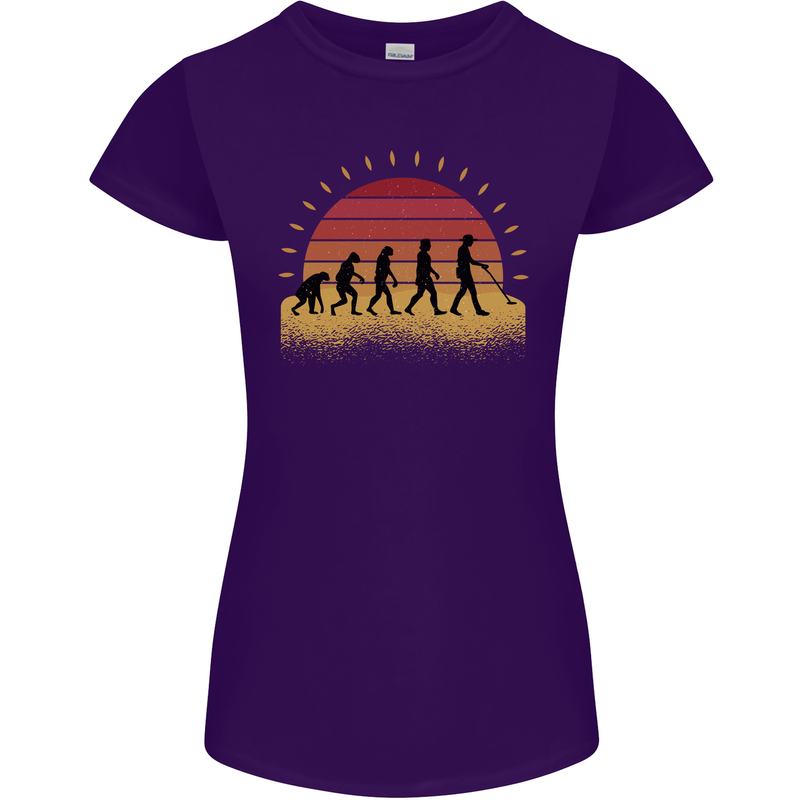 Metal Detecting Evolution Detector Womens Petite Cut T-Shirt Purple