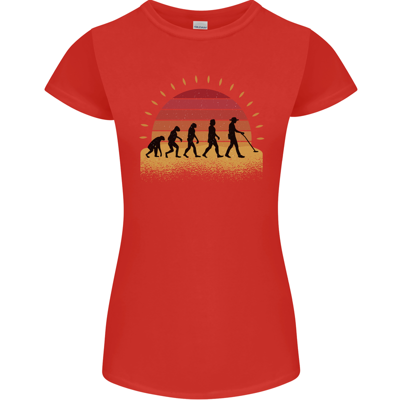 Metal Detecting Evolution Detector Womens Petite Cut T-Shirt Red