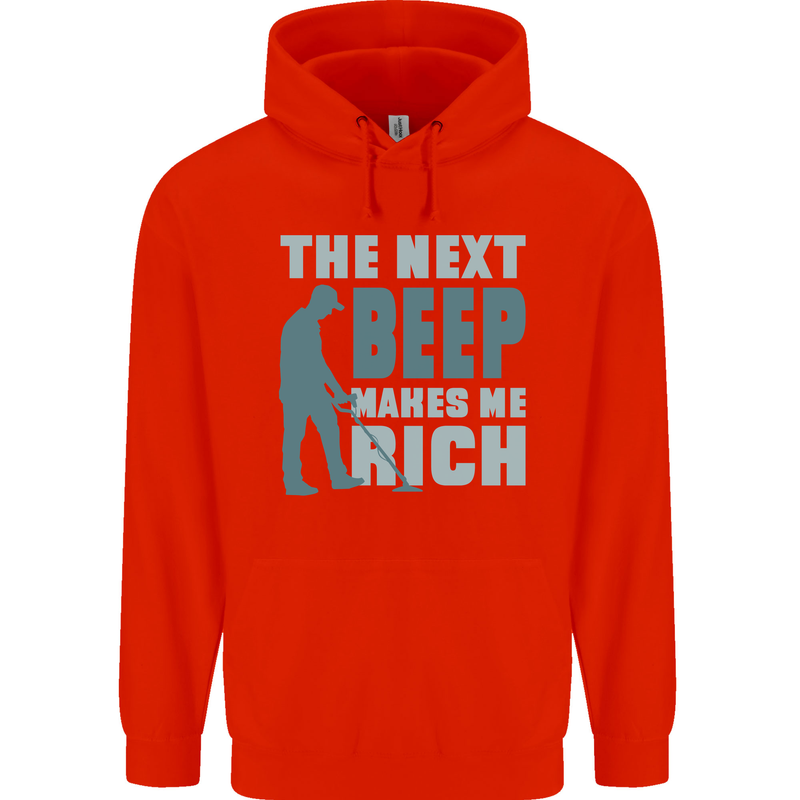 Metal Detecting The Next Beep Funny Mens 80% Cotton Hoodie Bright Red