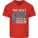 Metal Detecting The Next Beep Funny Mens V-Neck Cotton T-Shirt Red