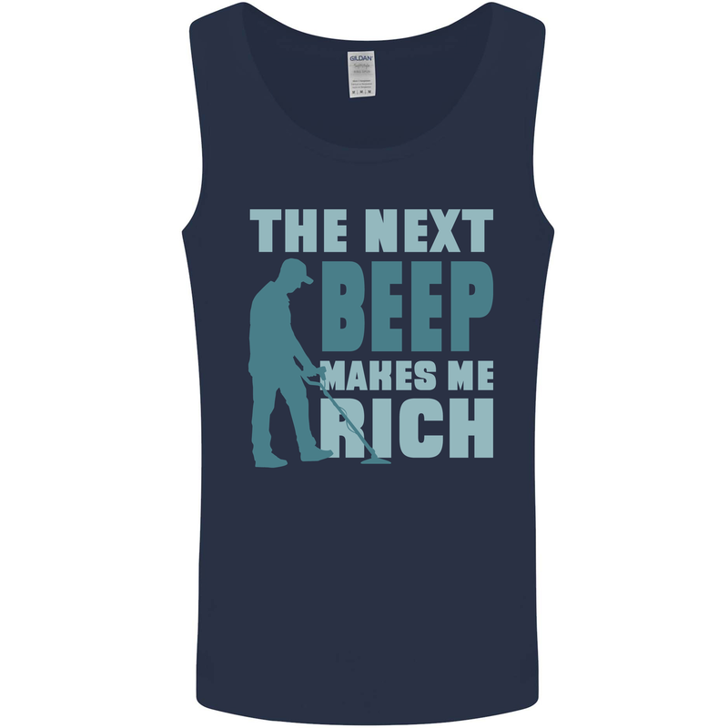 Metal Detecting The Next Beep Funny Mens Vest Tank Top Navy Blue