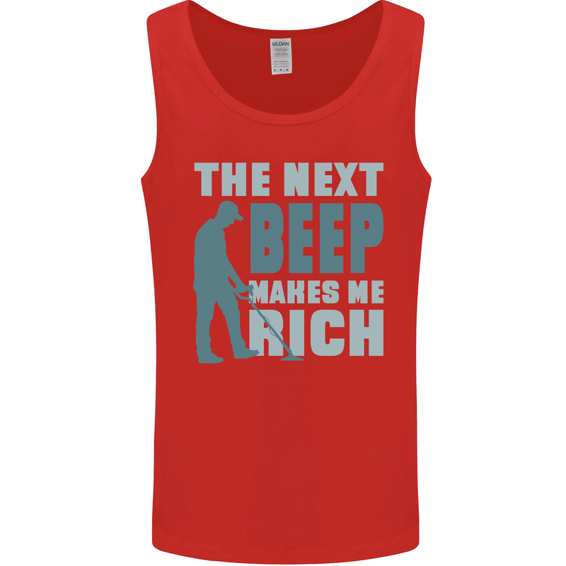 Metal Detecting The Next Beep Funny Mens Vest Tank Top Red