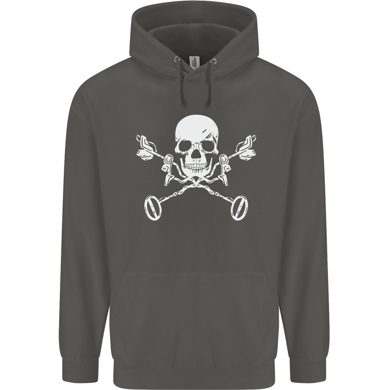 Metal Detector Skull Detecting Childrens Kids Hoodie Storm Grey
