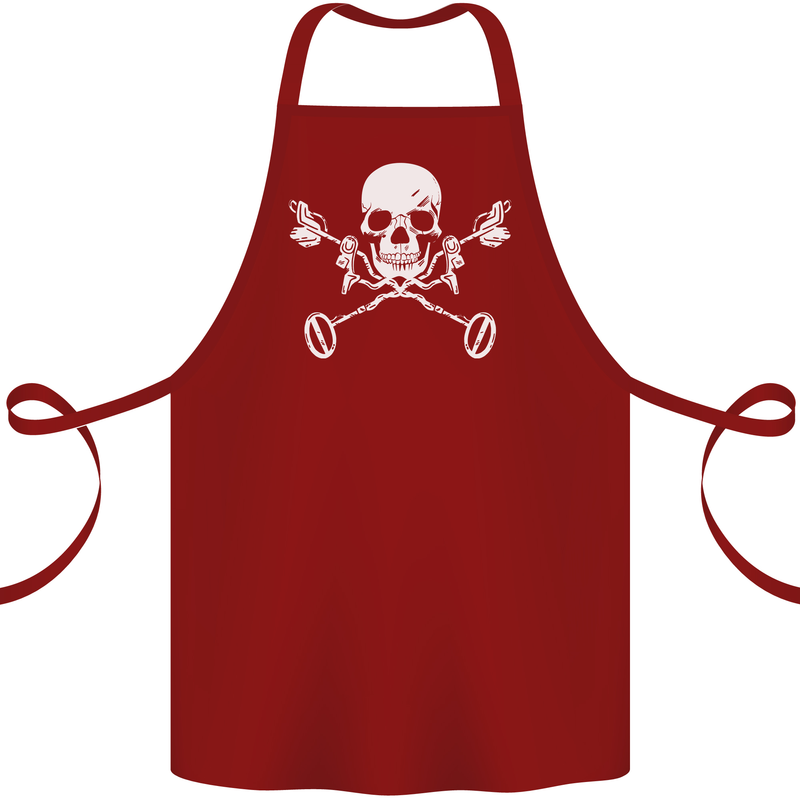 Metal Detector Skull Detecting Cotton Apron 100% Organic Maroon