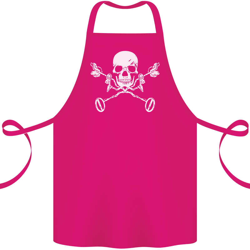 Metal Detector Skull Detecting Cotton Apron 100% Organic Pink