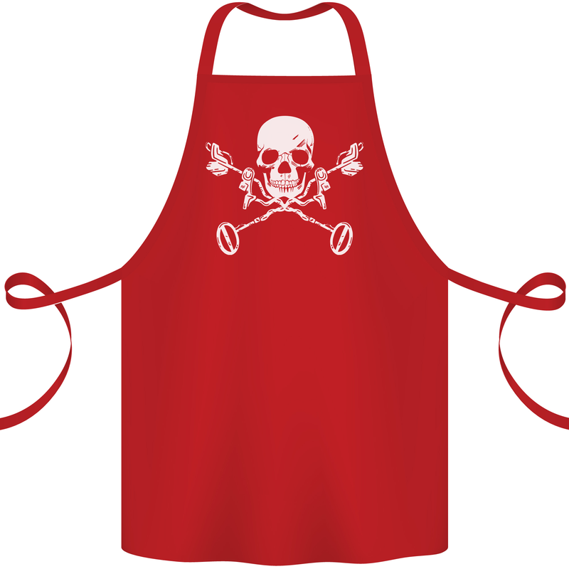 Metal Detector Skull Detecting Cotton Apron 100% Organic Red