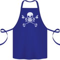 Metal Detector Skull Detecting Cotton Apron 100% Organic Royal Blue
