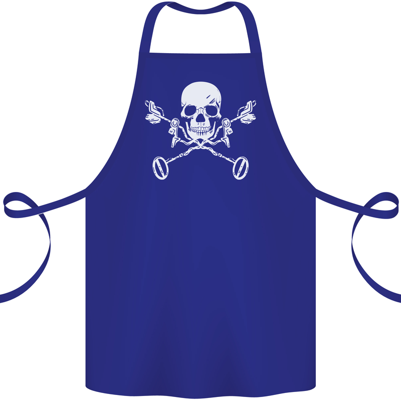 Metal Detector Skull Detecting Cotton Apron 100% Organic Royal Blue