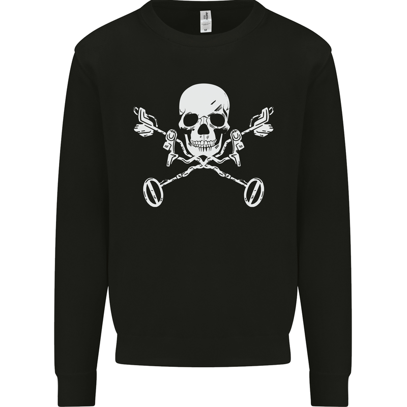 Metal Detector Skull Detecting Kids Sweatshirt Jumper Black
