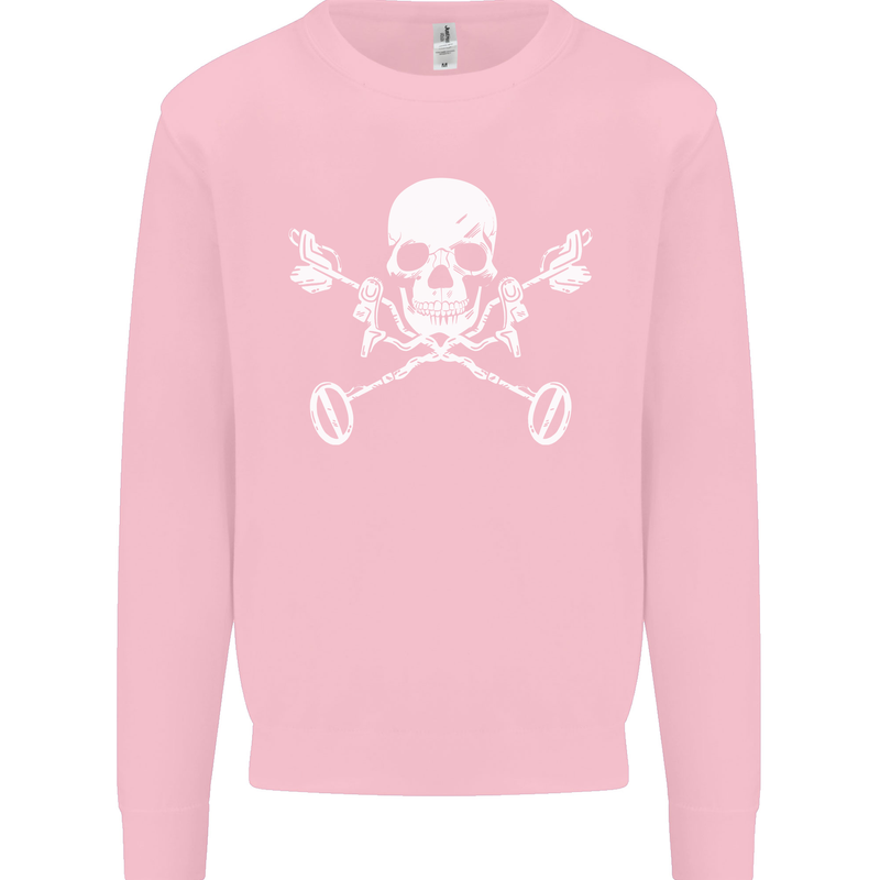 Metal Detector Skull Detecting Kids Sweatshirt Jumper Light Pink