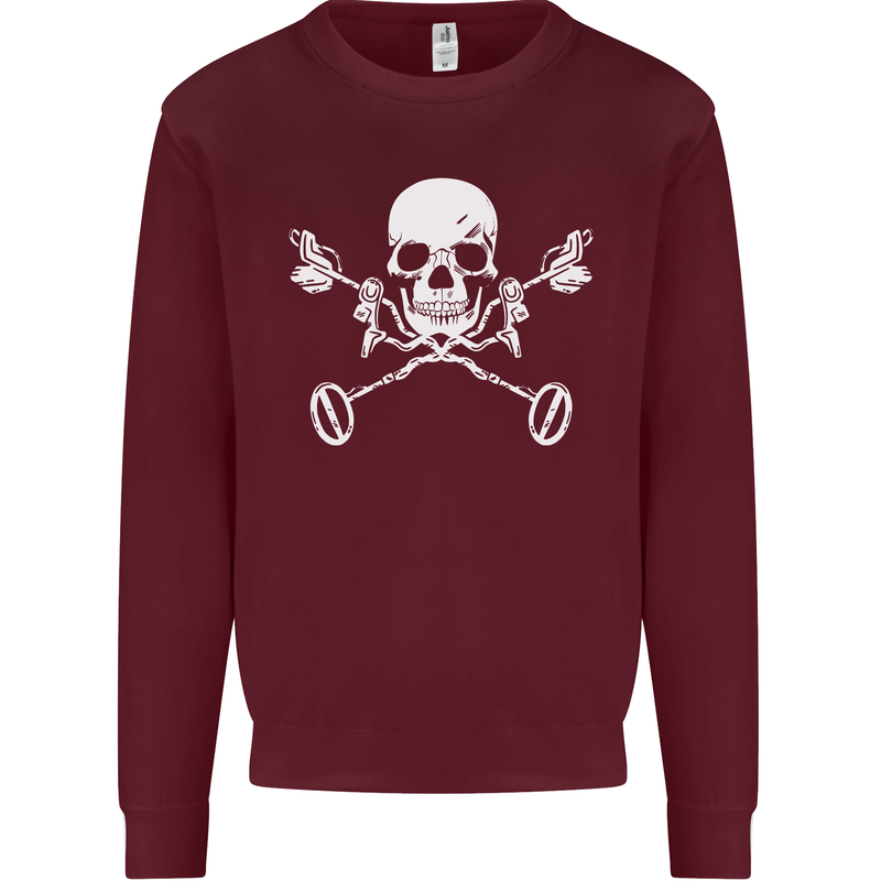 Metal Detector Skull Detecting Kids Sweatshirt Jumper Maroon