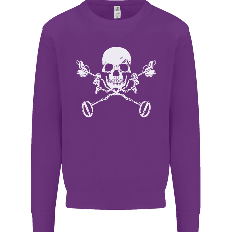 Metal Detector Skull Detecting Kids Sweatshirt Jumper Purple
