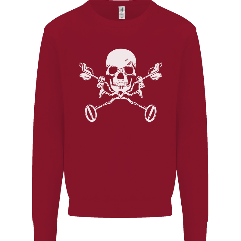 Metal Detector Skull Detecting Kids Sweatshirt Jumper Red