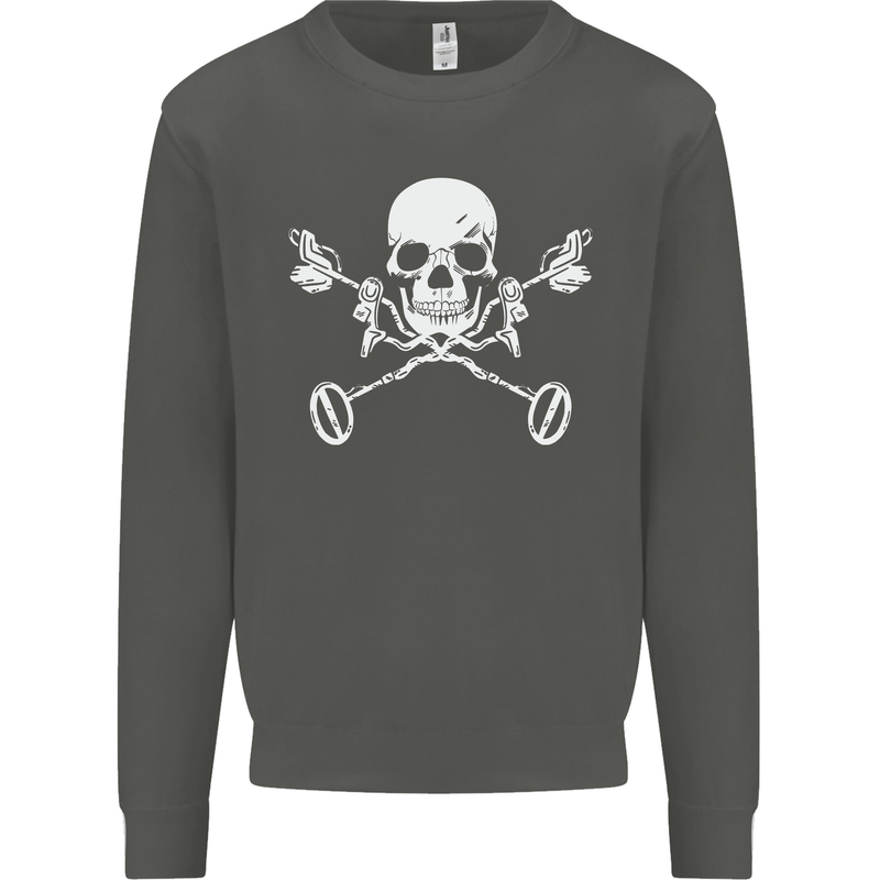 Metal Detector Skull Detecting Kids Sweatshirt Jumper Storm Grey