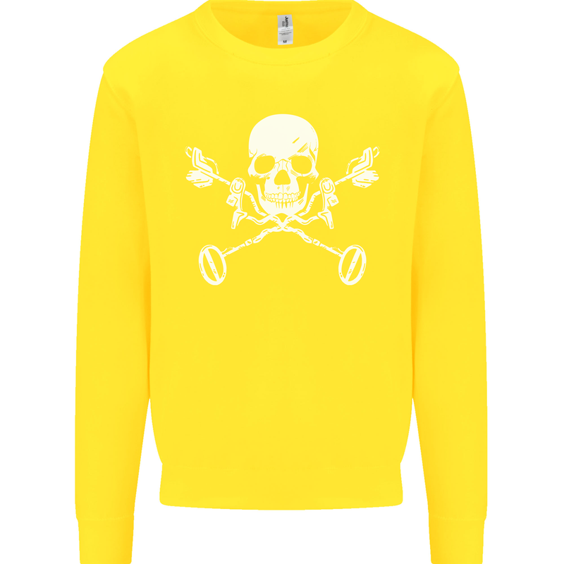 Metal Detector Skull Detecting Kids Sweatshirt Jumper Yellow
