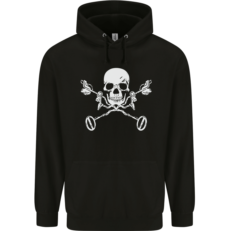 Metal Detector Skull Detecting Mens 80% Cotton Hoodie Black