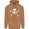 Metal Detector Skull Detecting Mens 80% Cotton Hoodie Caramel Latte