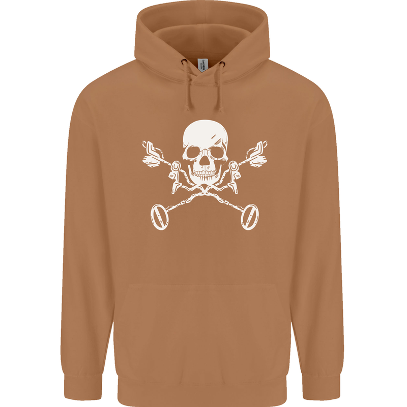 Metal Detector Skull Detecting Mens 80% Cotton Hoodie Caramel Latte