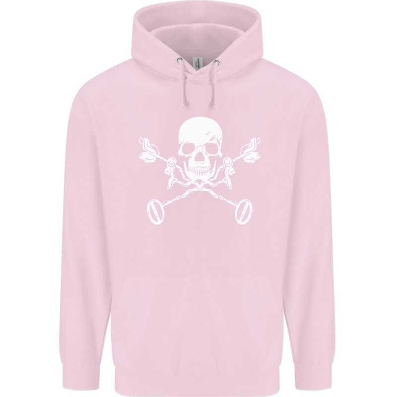 Metal Detector Skull Detecting Mens 80% Cotton Hoodie Light Pink
