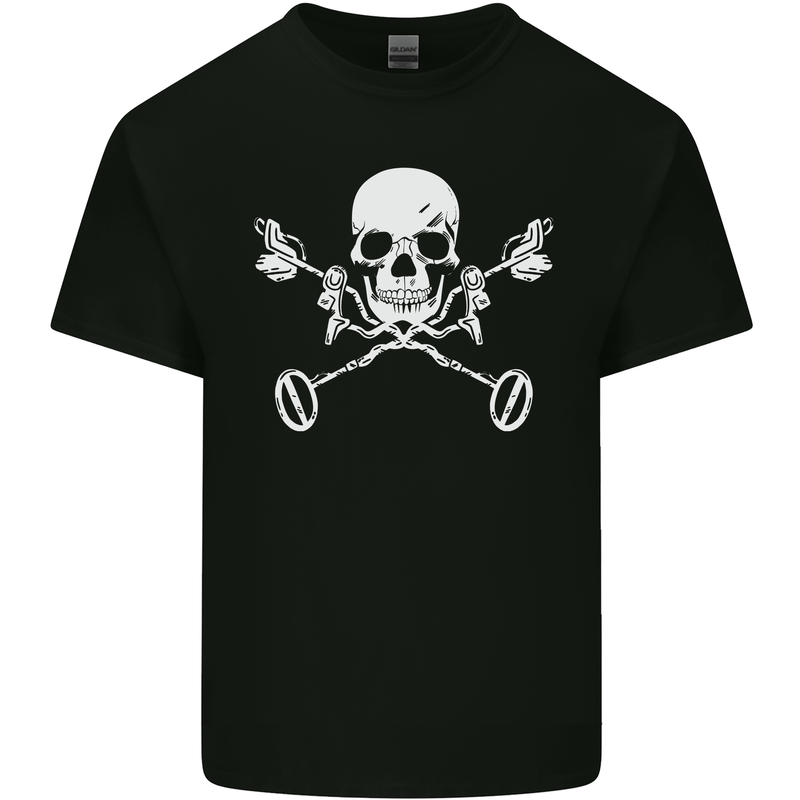 Metal Detector Skull Detecting Mens Cotton T-Shirt Tee Top Black