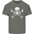 Metal Detector Skull Detecting Mens Cotton T-Shirt Tee Top Charcoal