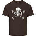 Metal Detector Skull Detecting Mens Cotton T-Shirt Tee Top Dark Chocolate