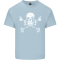 Metal Detector Skull Detecting Mens Cotton T-Shirt Tee Top Light Blue